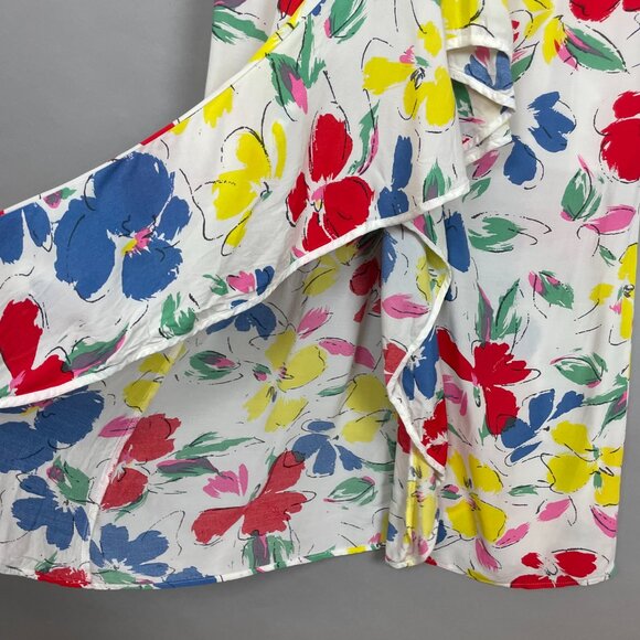 RIXO‎ Target Collab Dress Floral Mock Neck Cascade Ruffle White Colorful Size 8 - Picture 16 of 16